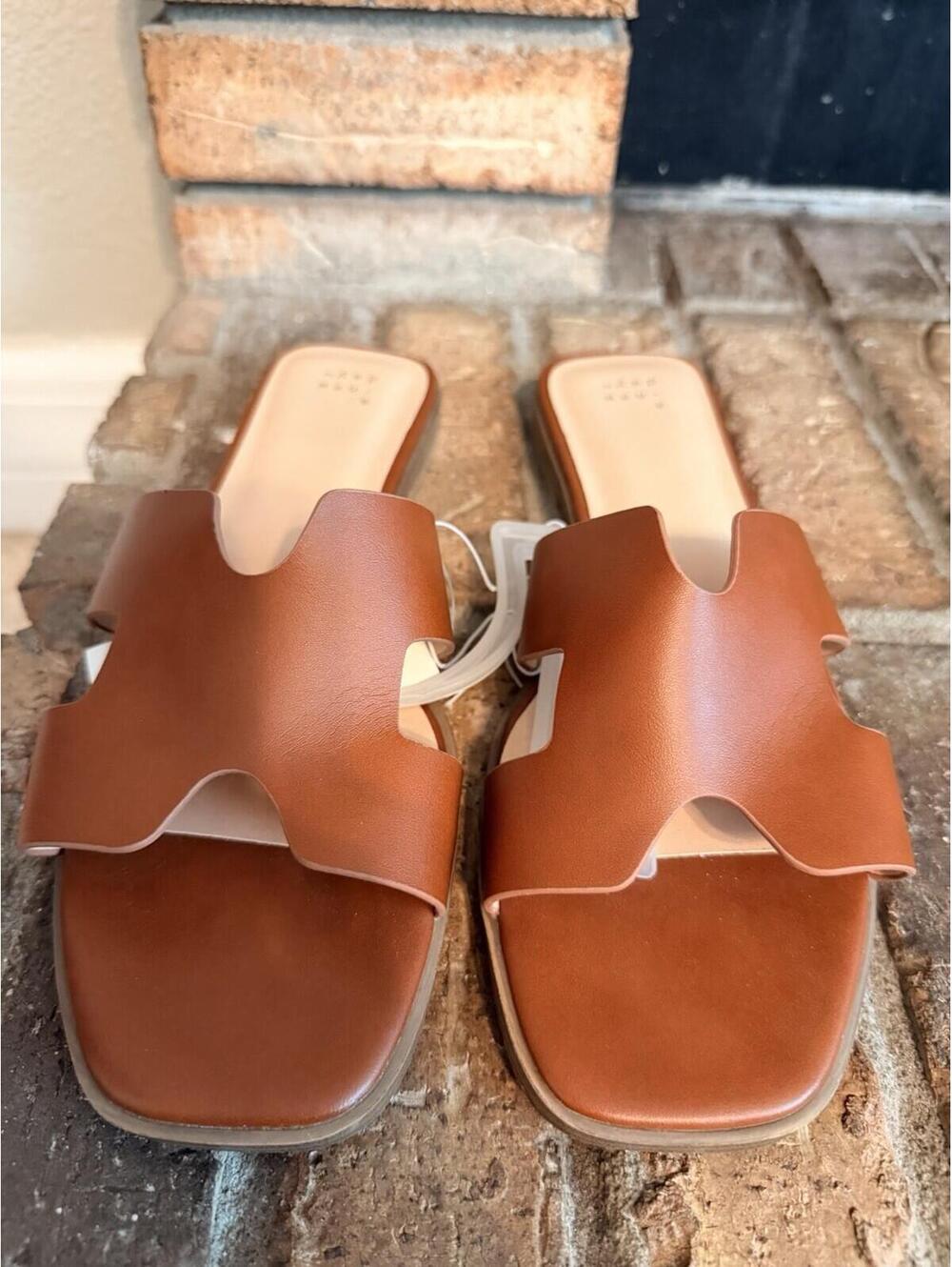 A New Day Womens Nina Slide Sandals Size 11 Cognac Brown Tan